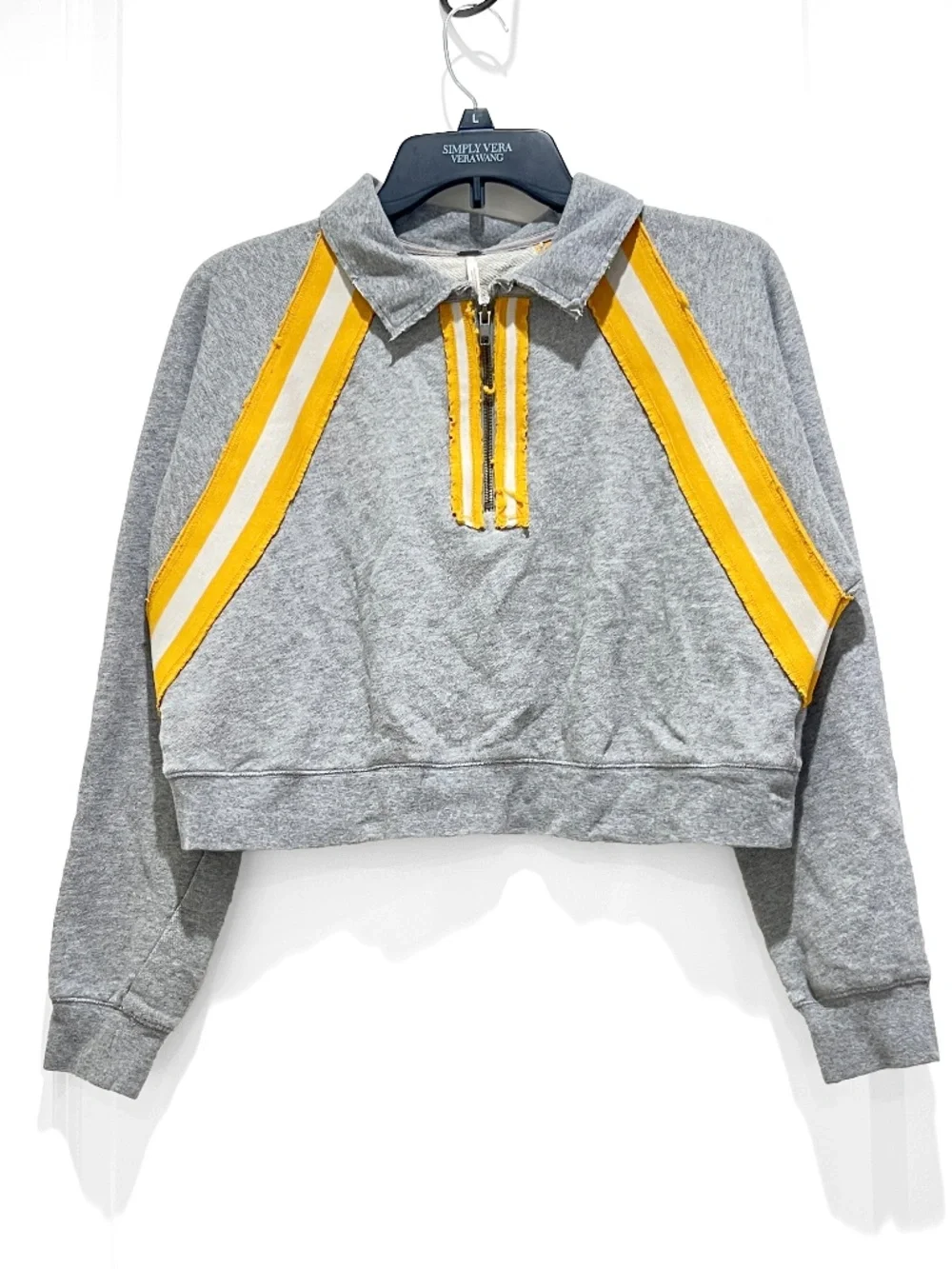 Free People Sweatshirt Women’s Size Small Varsity Crop Preppy School Half Zip
